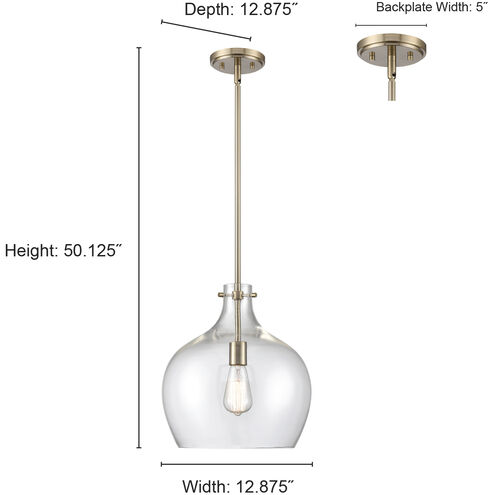 None 1 Light 13 inch Modern Gold Pendant Ceiling Light